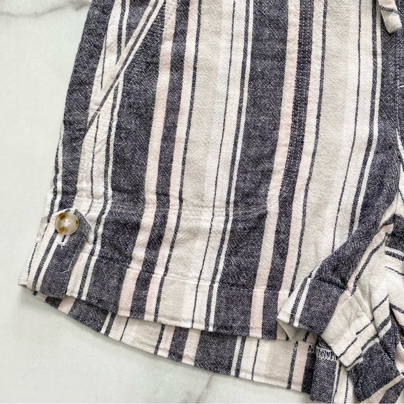 Calvin Klein Striped Linen Blend Drawstring Summer Shorts - Picture 4 of 9